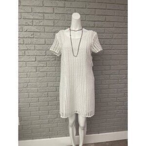 City Studio Women White Crochet Overlay Dress Size M NWT